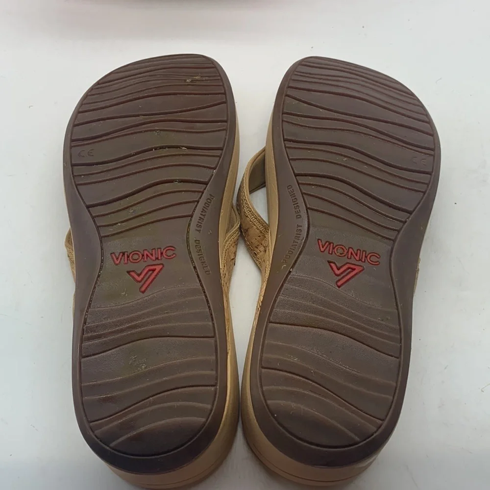 Vionic High Tide Tan Cork Platform  Flip Flop Sz 11 VIO0120